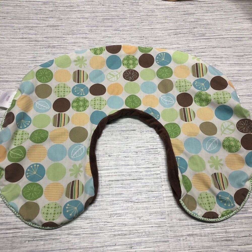 Boppy nursing pillow cover polka dot plush gender neutral green, blue, browns